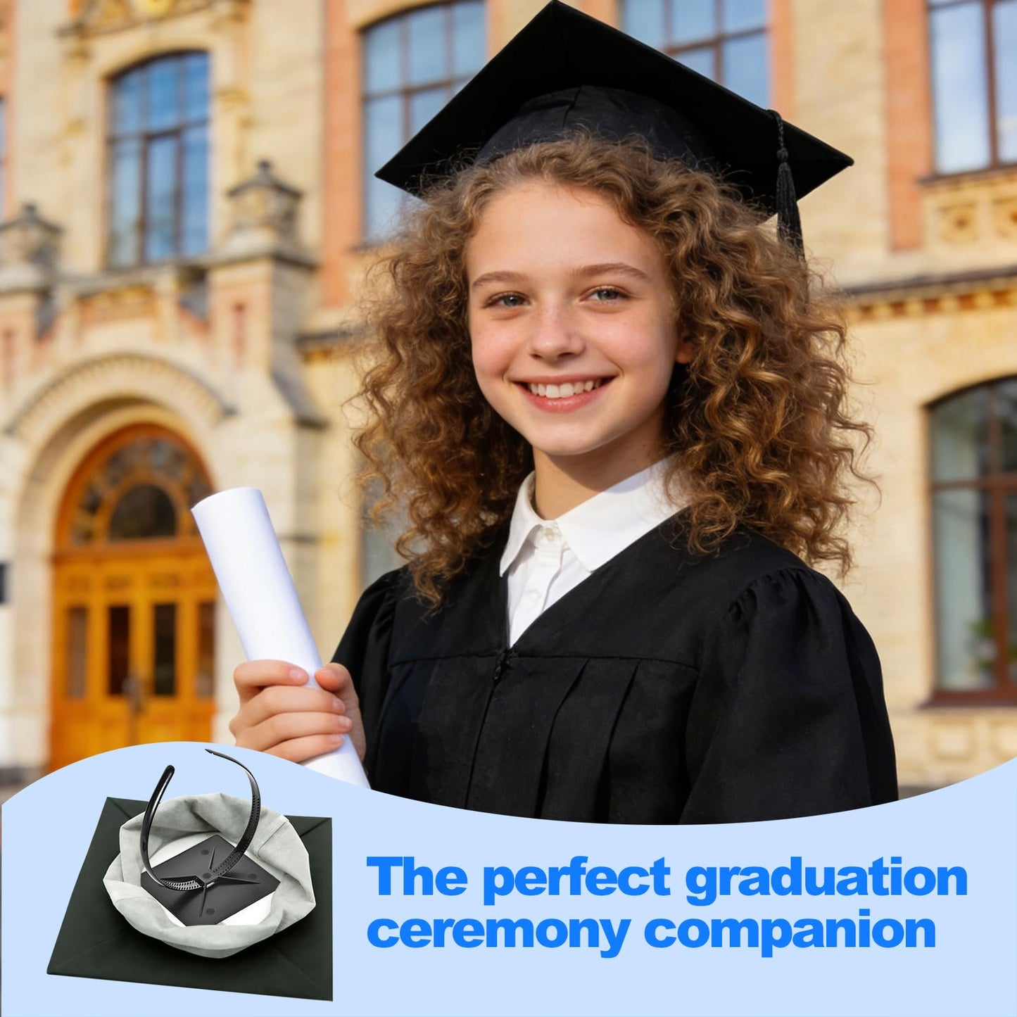 EMOOULI 2 Pcs Graduation Cap Headband, Secure Hairstyle, Not Change Hair, Firm Anti-Fall Hairband for Graduates, Students (2)