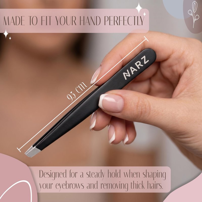 NARZ 4Pcs Professional Tweezers for Women Facial Hair Stainless Steel Precision Tweezers for Ingrown Hair Eyebrow Tweezer for Men & Women (Black Set)