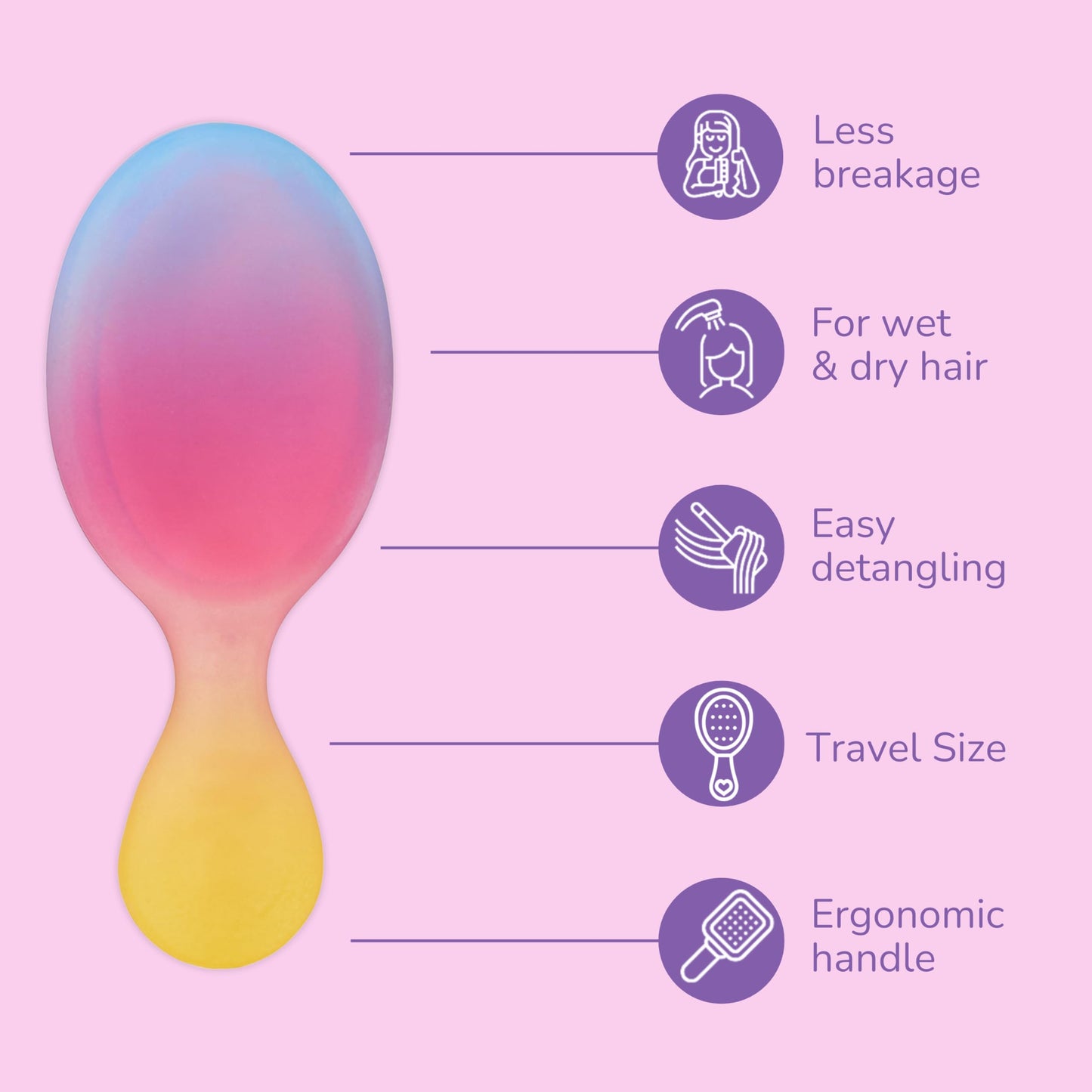 Wet Brush Mini Detangler Hair Brush, Chrome (Iridescence Icon), Detangling Travel Hairbrush, Ultra-Soft IntelliFlex Bristles Glide Through Tangles with Ease
