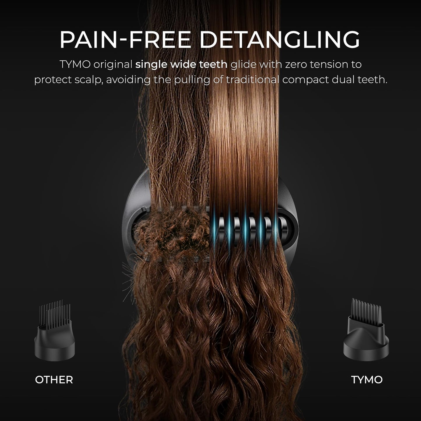 TYMO Blow Dryer with Comb - 1500W Professional High Speed Blow Dryer with Diffuser, 110,000RPM Fast Dry, 200 Million Ionic Diffuser Hairdryer, 4 Temps & 3 Speeds, 8 Ft Cord for Salon, Metal Gray