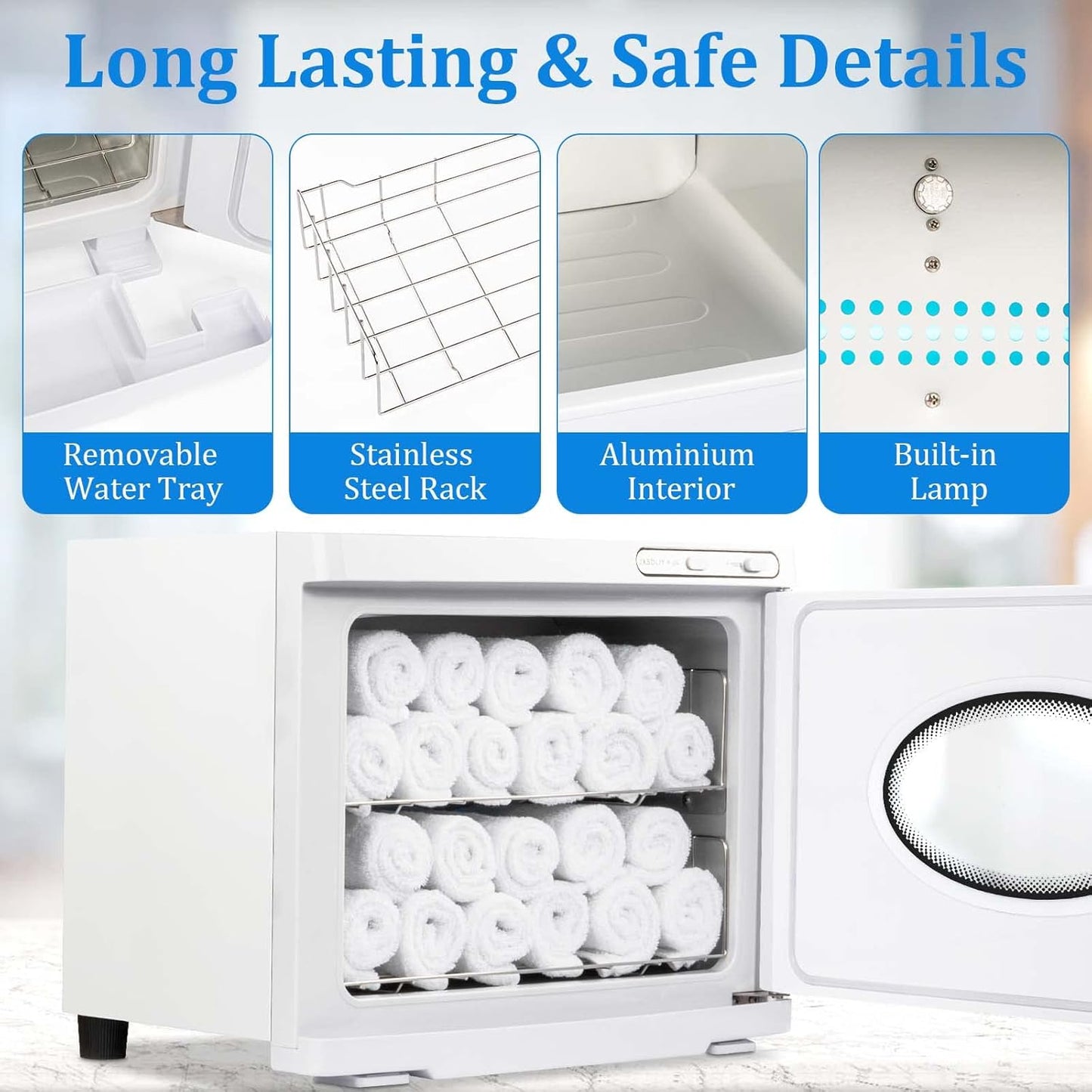 Professional Spa Hot Towel Cabinet - 23L Large Capacity Towel Warmer for Salon & Home Use | White with See-Through Window
