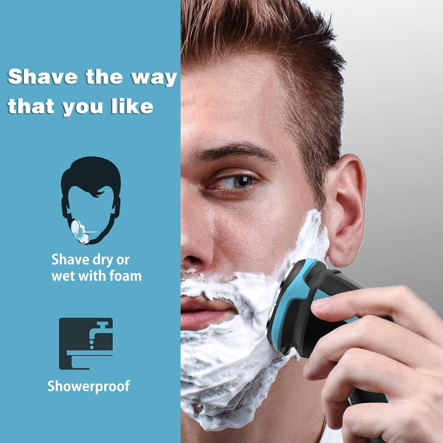 MAX-T Electric Shaver for Men - Cordless Waterproof Razor with Pop-Up Trimmer | Wet & Dry Use, Travel Case Included