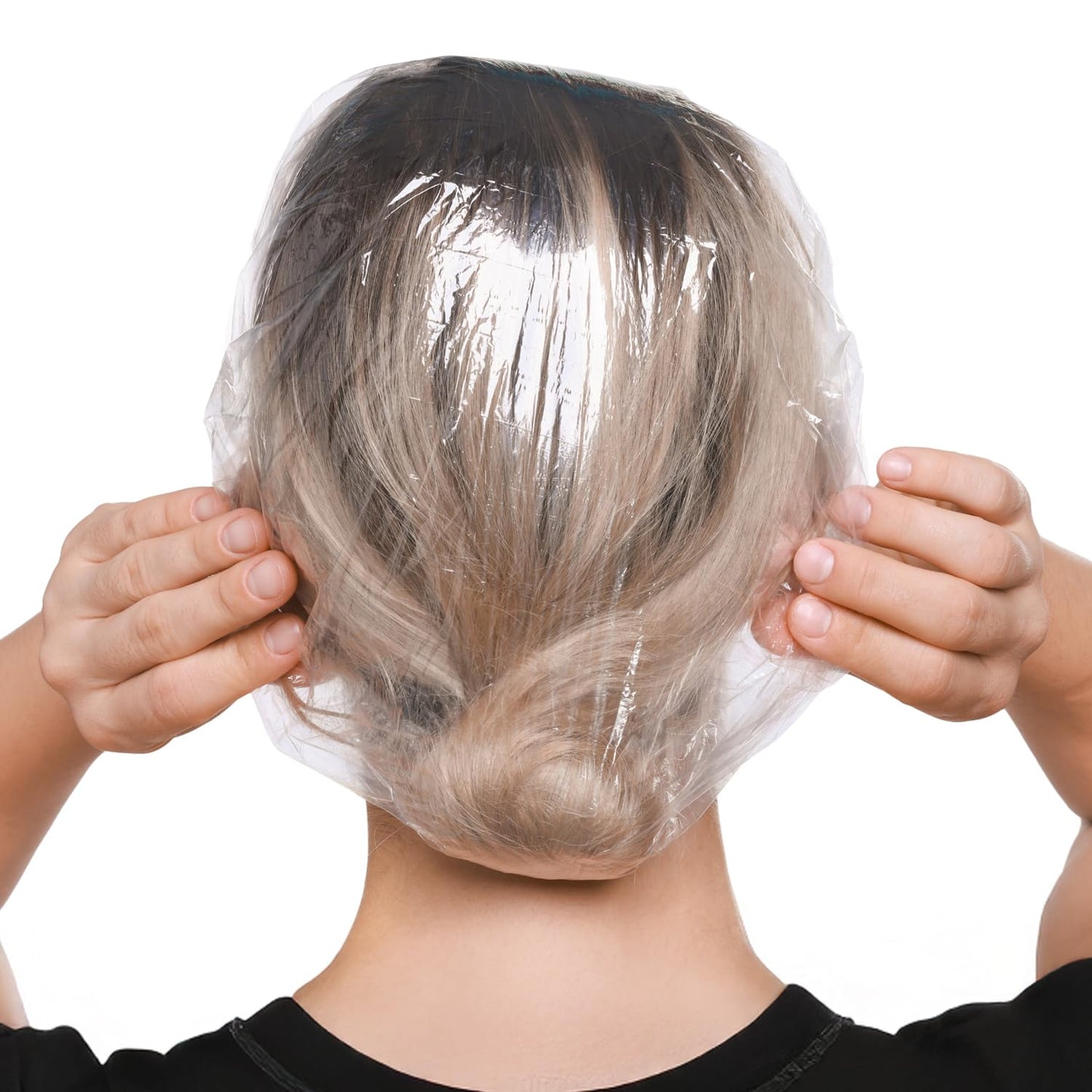 Disposable Processing Caps 21 Inch - 100 Count Bulk Pack - Clear Plastic Hair Treatment Caps for Coloring, Conditioning, Hot Oil - Salon & Home Use