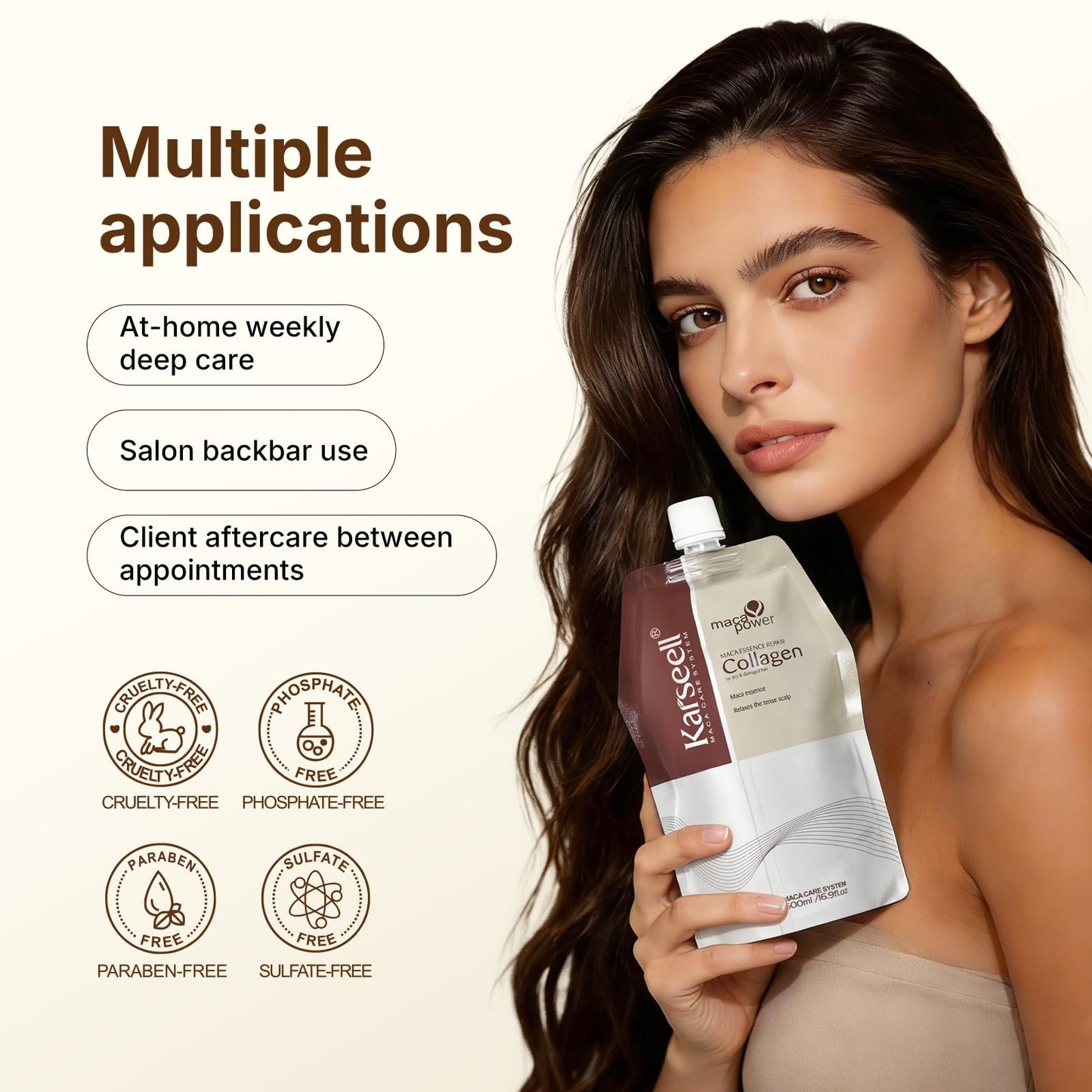 Collagen Hair Treatment Deep Repair Conditioner Argan Oil Keratin Hair Treatment For Dry Damaged Curly Bleached & All Hair Types. 16.9 Oz 500ml