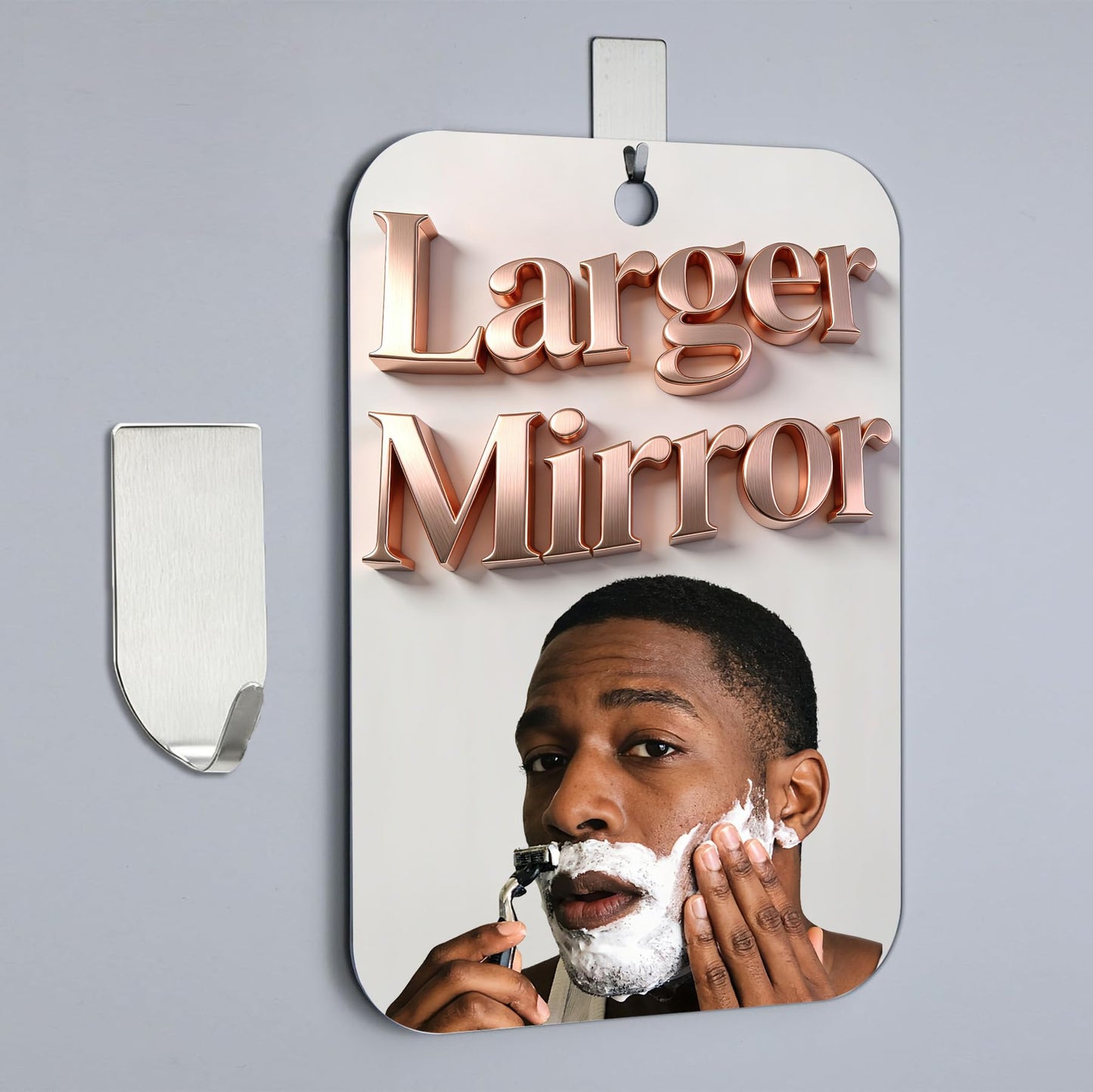 Shatterproof Shower Mirror Fogless for Shaving,(Medium 8x6 Inch) Anti Fog Shaving Mirror Holder NO-Drilling, No Fog Free Waterproof,Small Wall Mounted Bathroom Accessories Camping Hanging Men