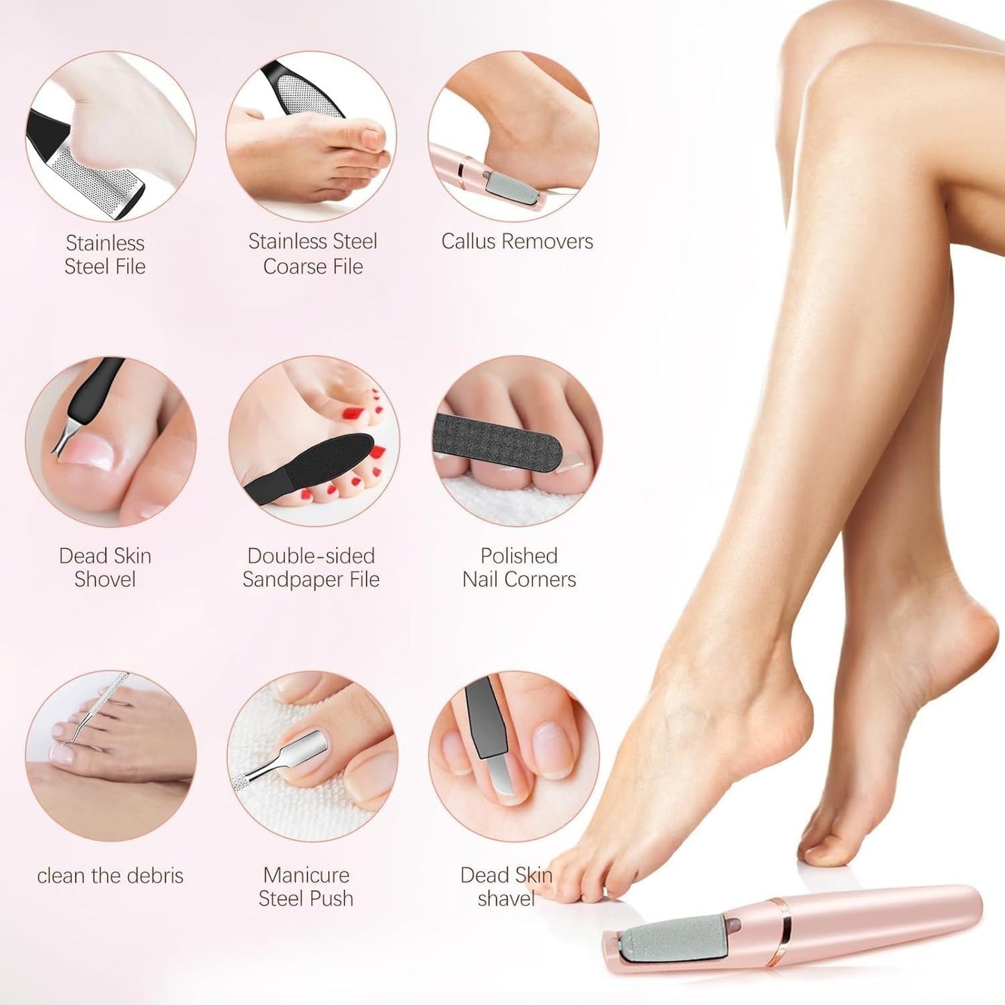 Nuve Callus Remover - Professional Silk 3 Pro Foot Care Tool | Effective & Gentle (White)