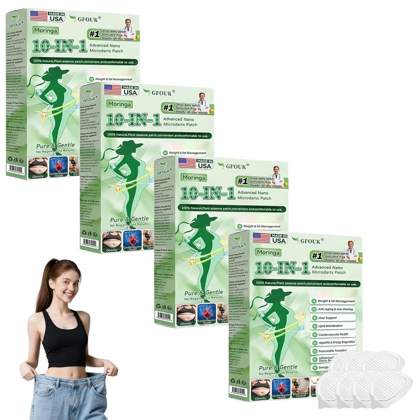 Moringa Berberine X Nad Patches - 10-in-1 Nano Microdarts for All Skin Types | 3 Boxes