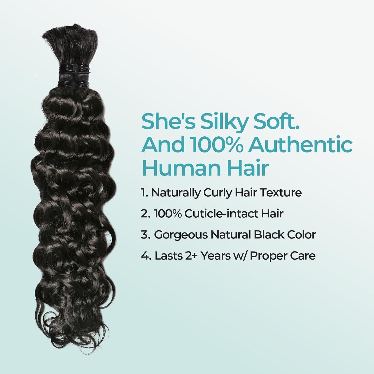 Boho Human Hair for Braiding - Deep Wave 22 Inch Jet Black, Tangle Resistant | 2 Bundles, Easy to Install
