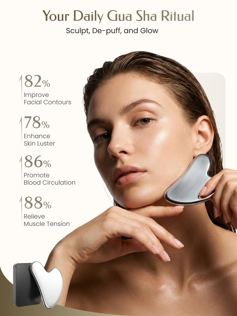 Stainless Steel Gua Sha Facial Tools, Guasha Tool for Face Acupuncture Therapy Trigger Point Treatment, Gua Sha Scraping Massage Tool