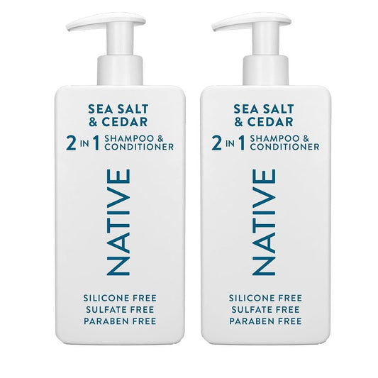 Native Sea Salt & Cedar 2-in-1 Shampoo & Conditioner Set - Moisturizing Formula, 16.5 fl oz