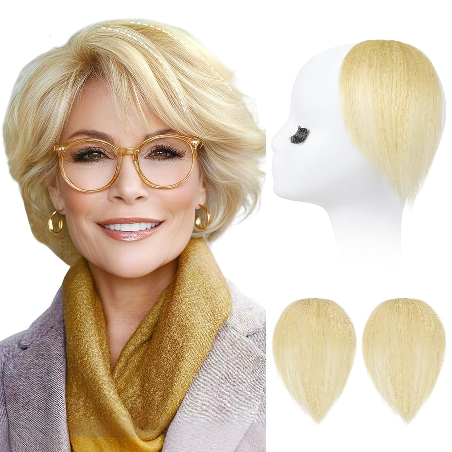 REECHO Clip-In Hair Volumizer - Short Thick Extensions for Thin Hair | Platinum Blonde with Black Strands, 8 Inch