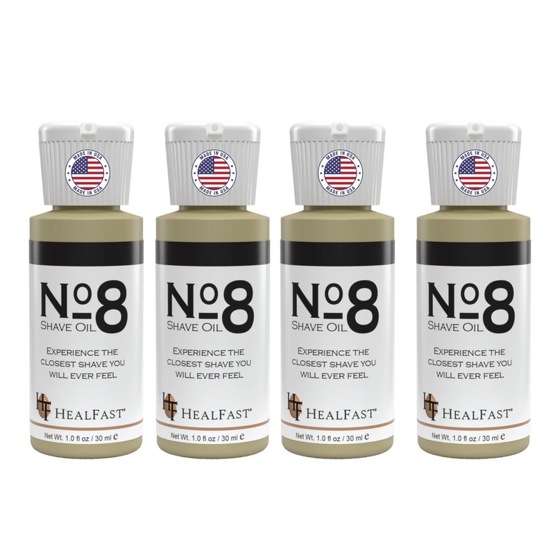 HealFast No. 8 Shave Oil, 4 Pack (1 oz Each), Premium Shaving Oil for Men & Women, Helps Prevent Razor Burn, Razor Drag & Ingrown Hairs