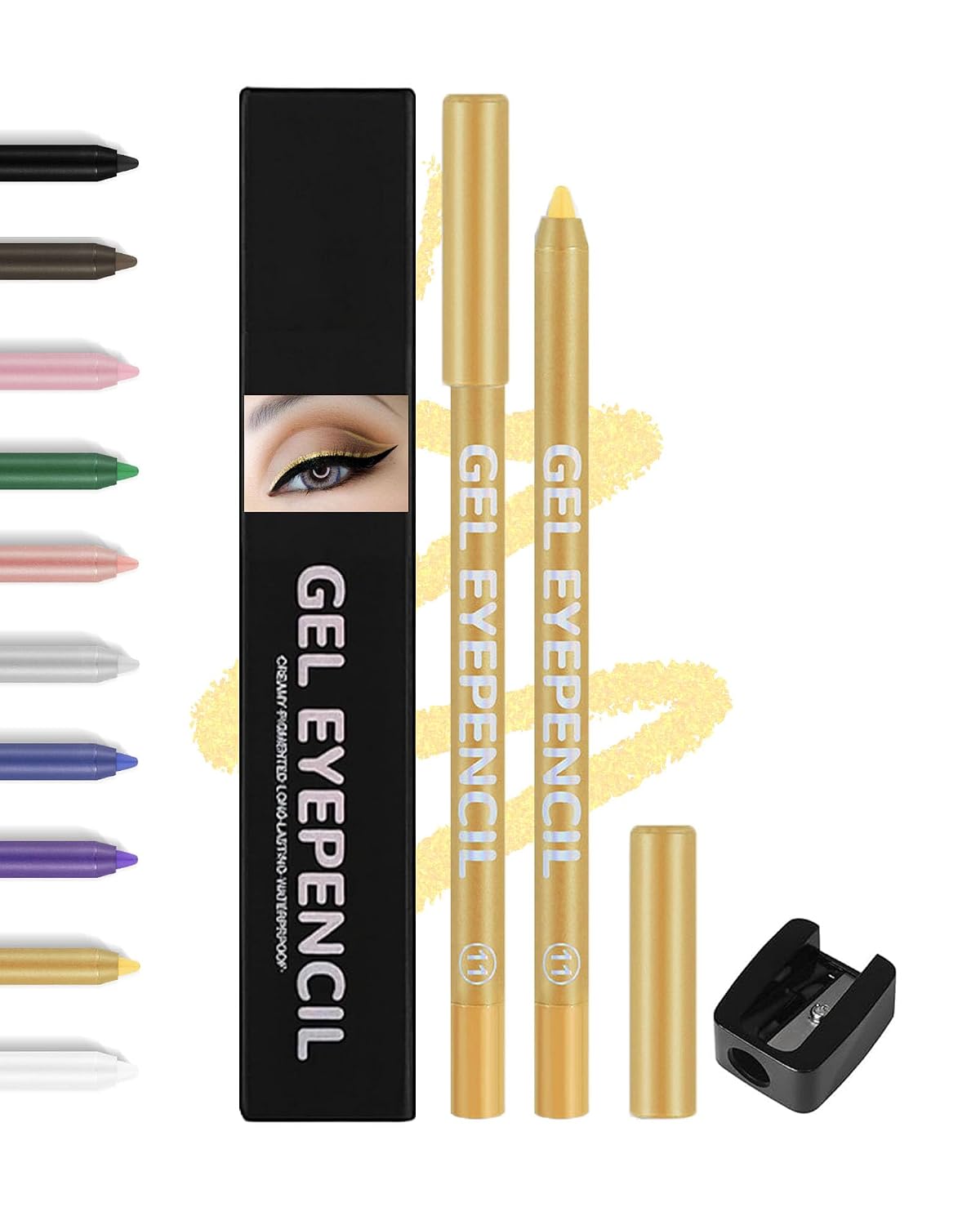 Brown Gel Eyeliner Pencil - Waterproof High-Pigment Matte Eye Liner | Long-Lasting & Hypoallergenic, Smooth Application