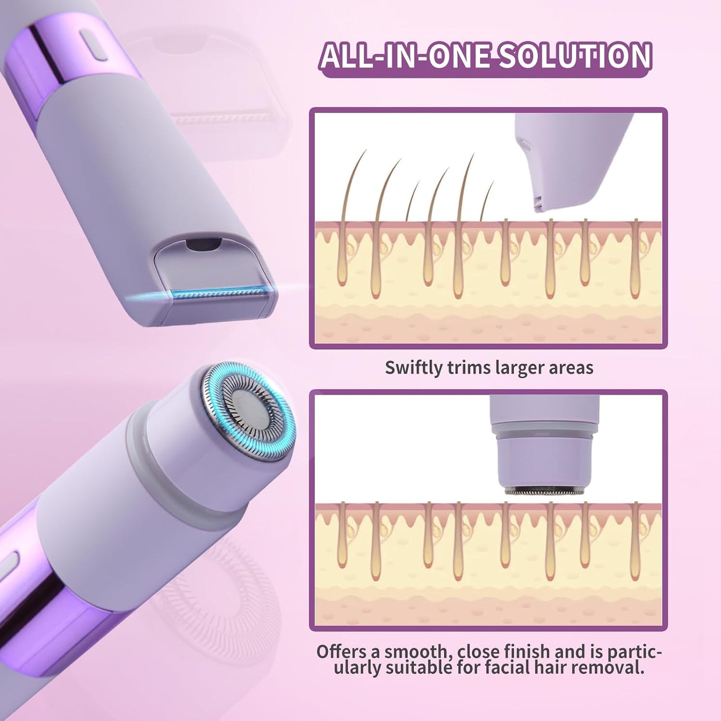 Bikini Trimmer for Women - 2-in-1 Rechargeable Electric Razor for Body Hair Removal | Ideal for Legs & Arms