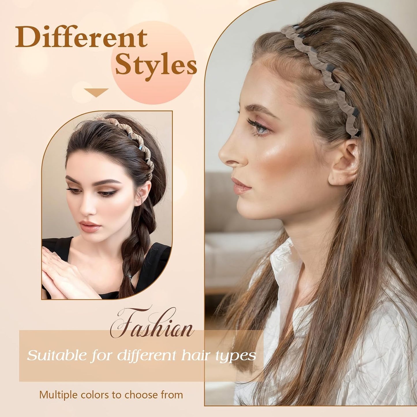 Zig Zag Headbands for Women - Non-Slip Wavy Comb Design | 6 Pcs Set, Ideal 90s Hair Accessories
