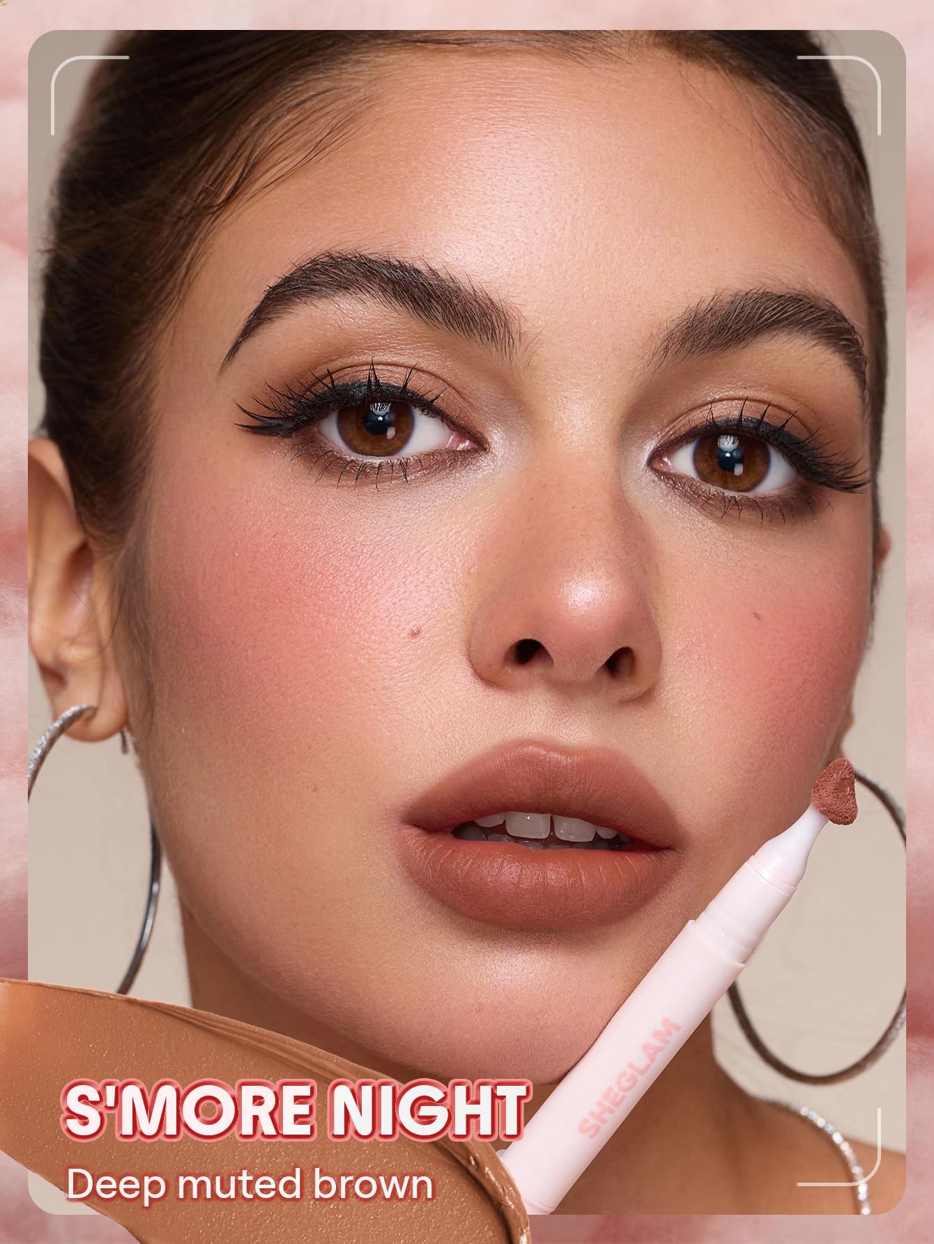 SHEGLAM Marshmallow Puff Lip Blur Pen Matte Lipstick for Long-lasting Hydrating Lip Makeup-524 S'more Night