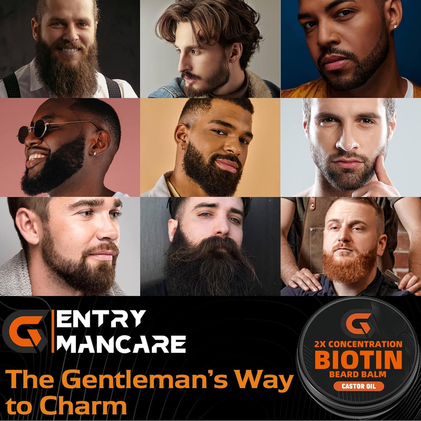 Beard Balm with 2X Concentration Biotin, Beard Growth Balm for Men - Mustache Wax & Beard Conditioner for Growth - Hydrates, Thickens Facial Hair Growth - Made with Castor Oil & Argan Oil - 2 Ounce