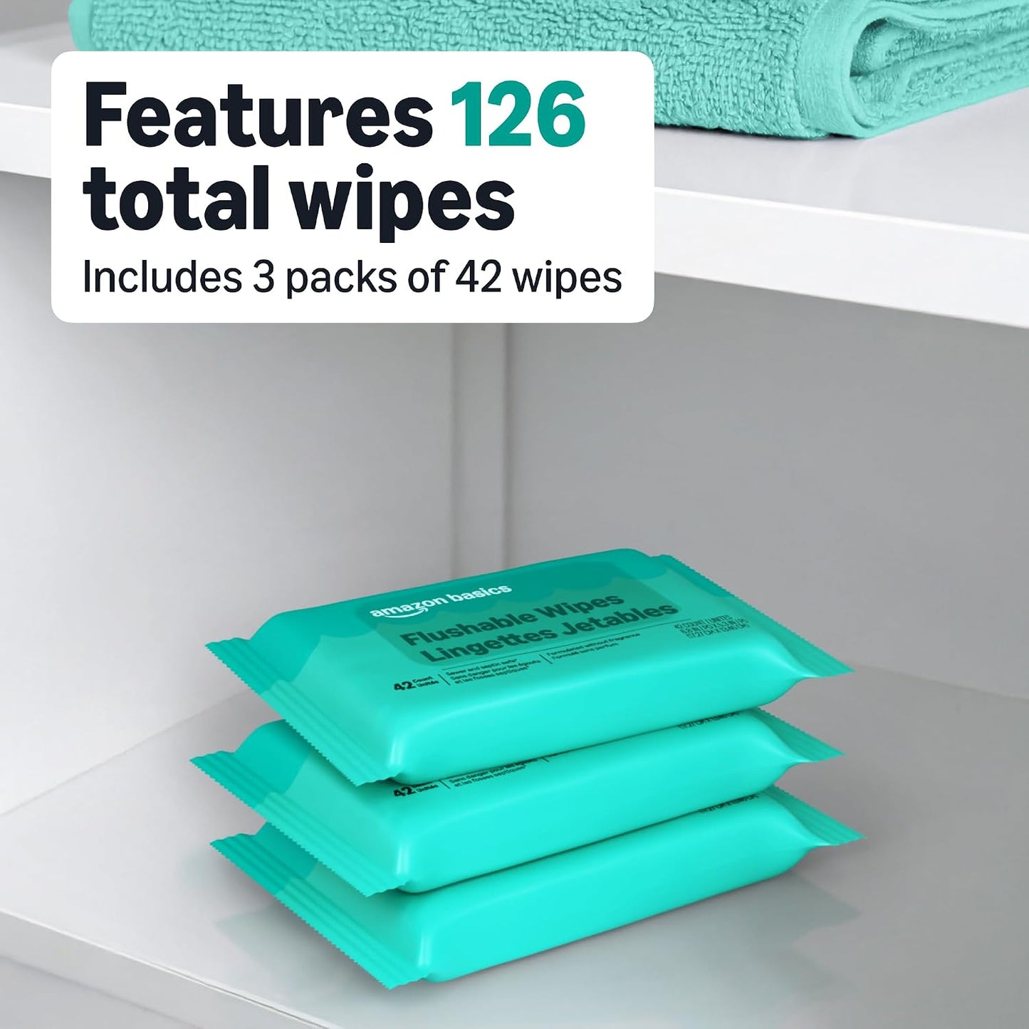 Flushable Adult Wet Wipes - Fragrance-Free, 126 Count (3 Packs of 42) | Gentle & Convenient