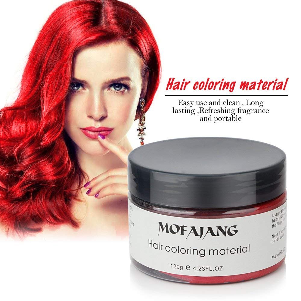 Unisex Hair Wax Color Dye Styling Cream Mud, Natural Hairstyle Pomade, Washable Temporary,Party Cosplay (Red)