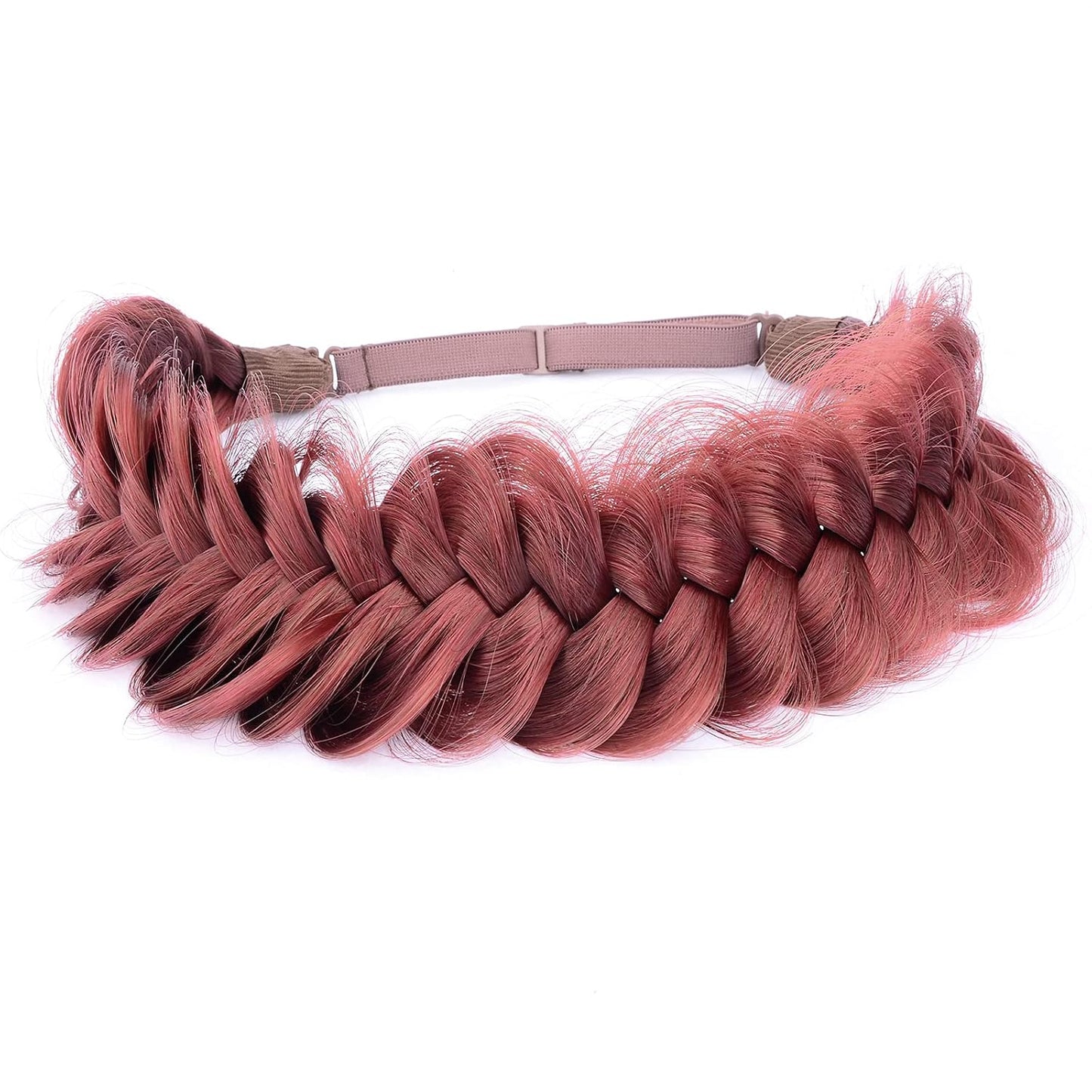 Messy Wide 2-Strand Synthetic Hair Braided Headband - Chocolate Toast | Stylish Hairpiece for Women & Girls