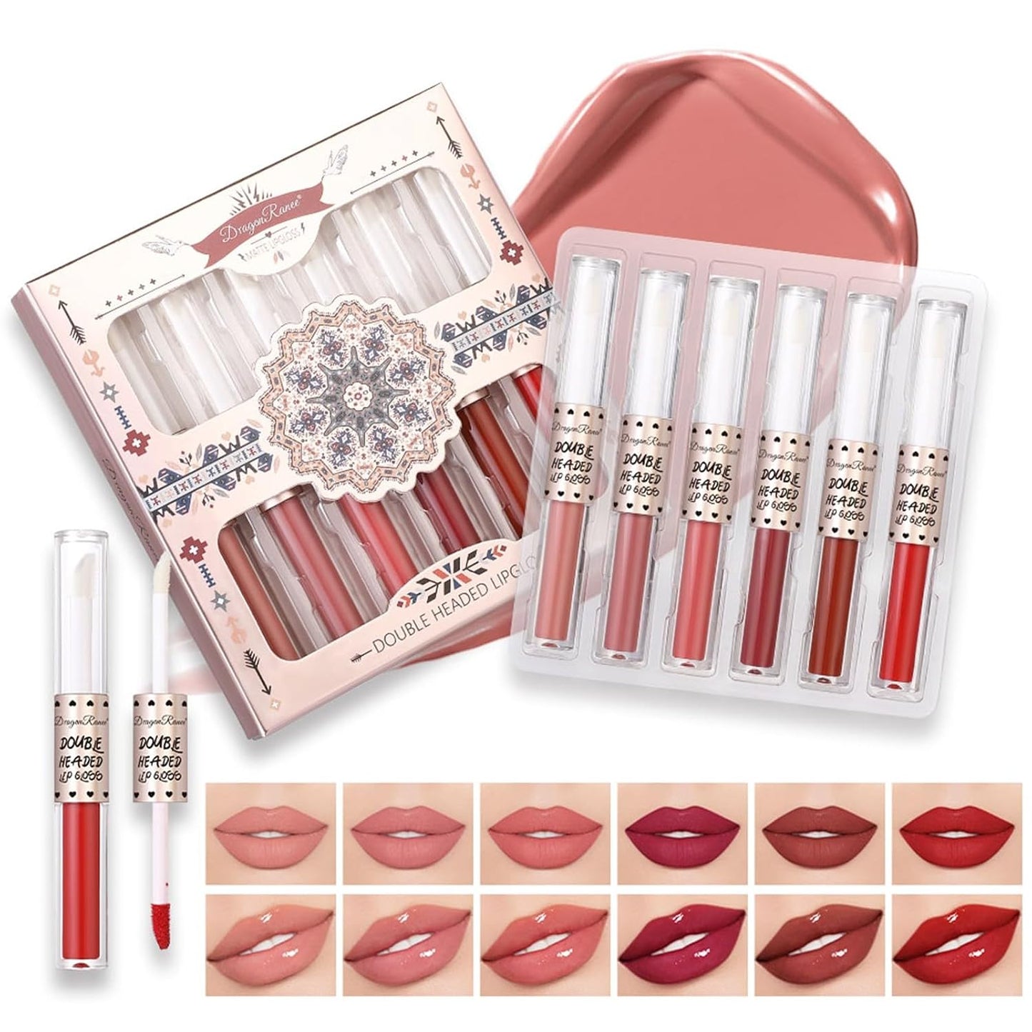 Lip Gloss and Lip Oil Set - 6 Pcs Moist & Matte Long-Lasting Liquid Lipstick | Perfect Gift for Women