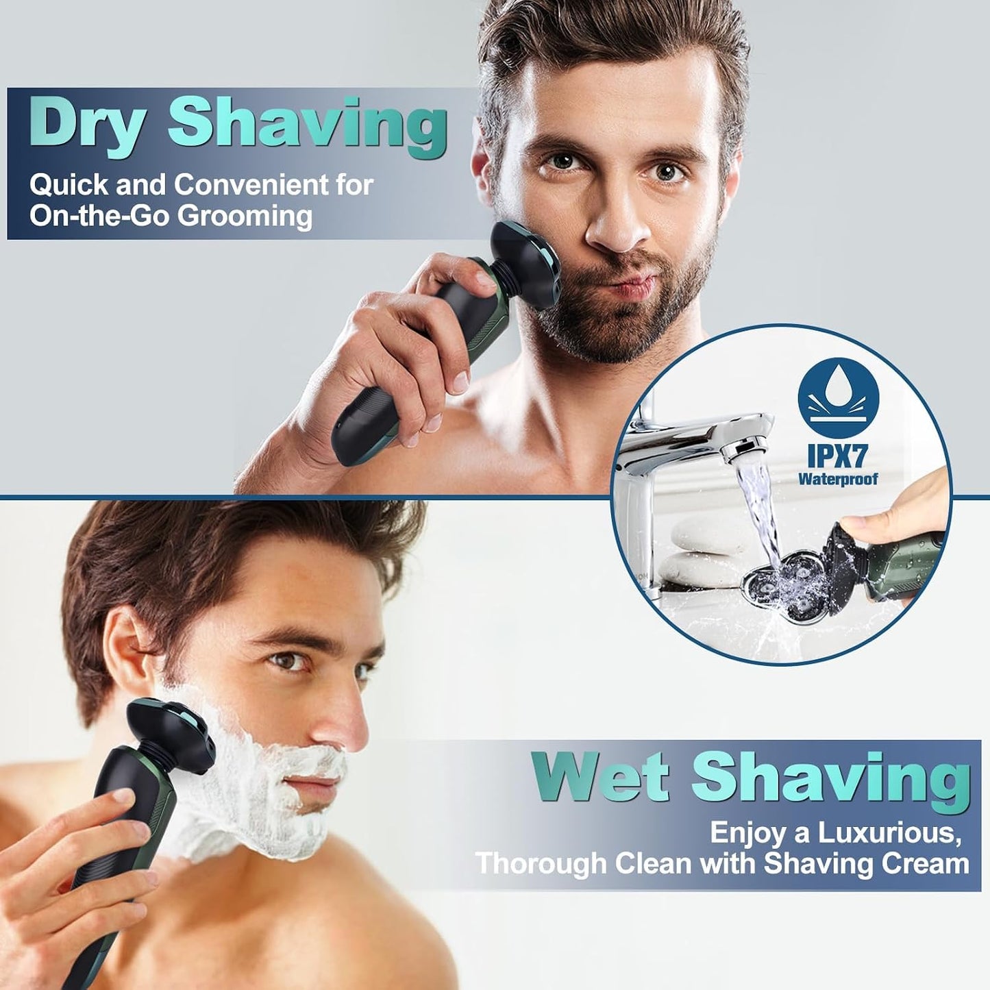 Electric Razor for Men - Rechargeable LED Display Shaver with IPX7 Waterproof Floating Head | Replaceable Blades