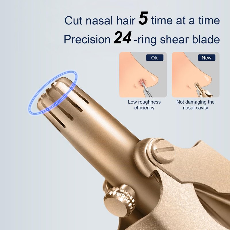 Numcoin Gold Nose Hair Trimmer for Men, Nose Trimmer for Men, Nose Trimmer, Manual, Waterproof, Hypoallergenic, Smooth Trimming, with Twelve Double-Edged Blades