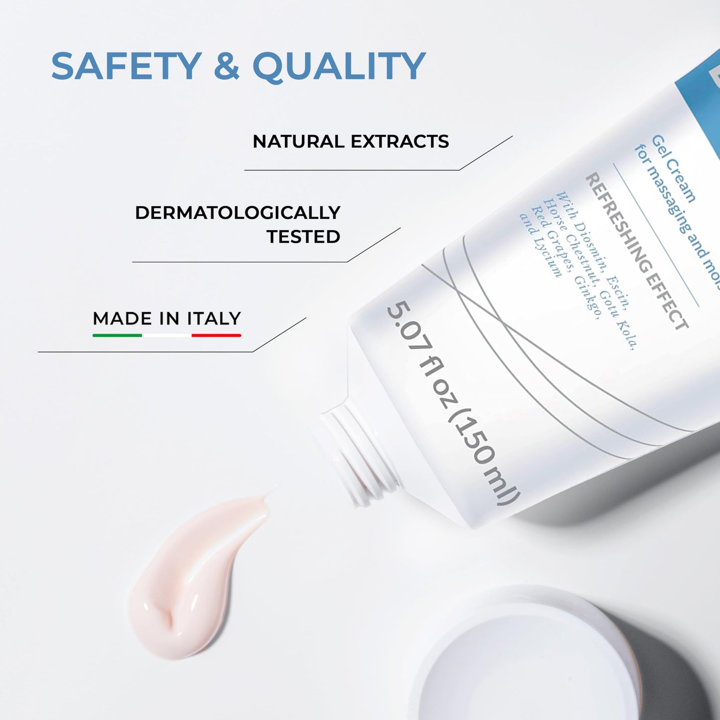 Dulàc - Diosmin Legs - Varicose Veins Treatment for Legs, Gel Cream for Circulation and Spider Veins, Cooling Effect Diosmin and Horse Chestnut Cream for Leg Swelling Relief