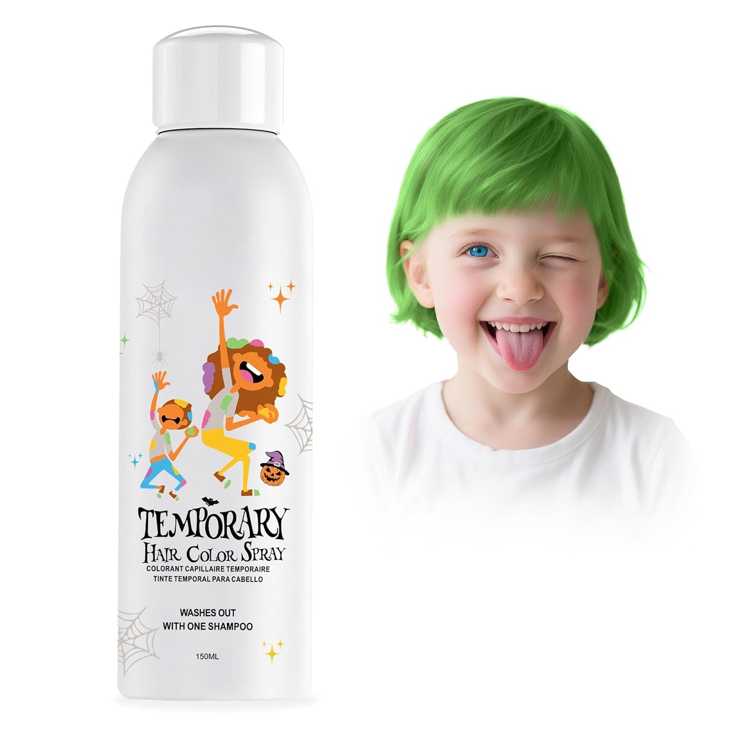 Temporary Hair Color Spray - Green Instant Dye for Men & Women | Washable, Quick Styling for Parties & Cosplay, 150ml