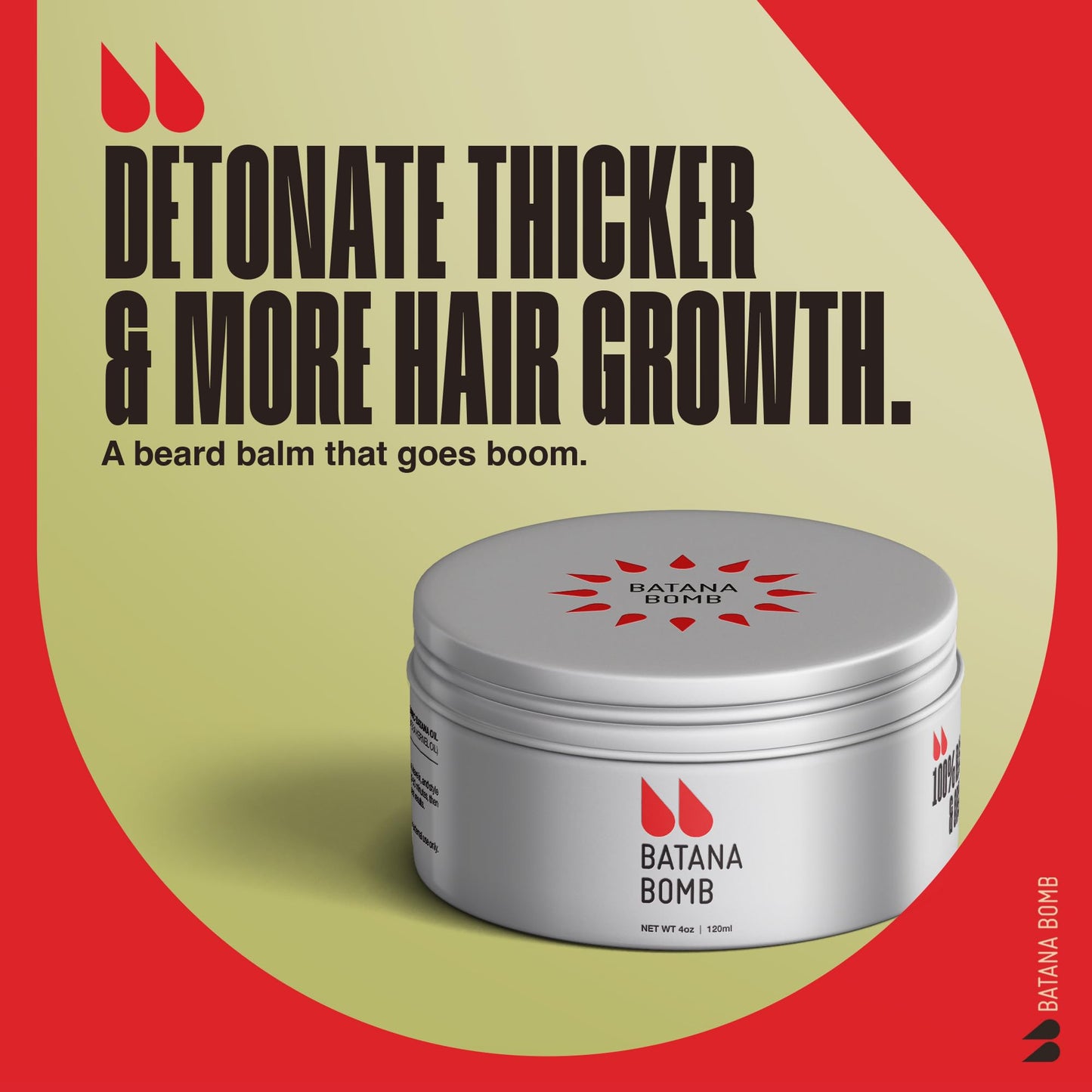 Batana Bomb Beard Balm, Unscented Natural Beard Growth for men, Conditioner & Softener – Sensitive Skin, 100% Pure Organic Batana Oil, 4 oz