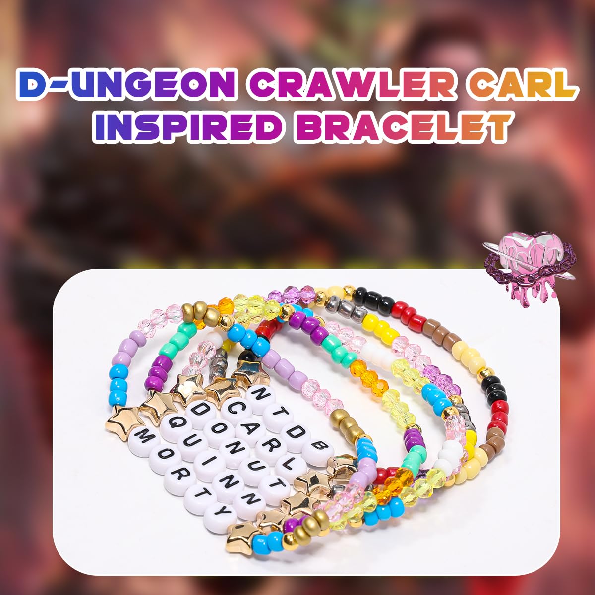 AICase for Dungeon Crawler Carl Merch Gifts Toys Inspired Bracelets 5 Pcs Stackable Stretch Beaded Friendship Bracelets Party Decor Costume Cosplay Merchandise Gifts for Fans Women Birthday Christmas