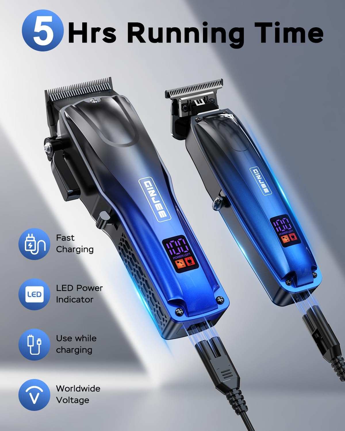Professional Hair Clippers for Men - Cordless & Corded Rechargeable Barber Clipper Set with Fade Lever | Grooming Kit with Guide Combs & Travel Case