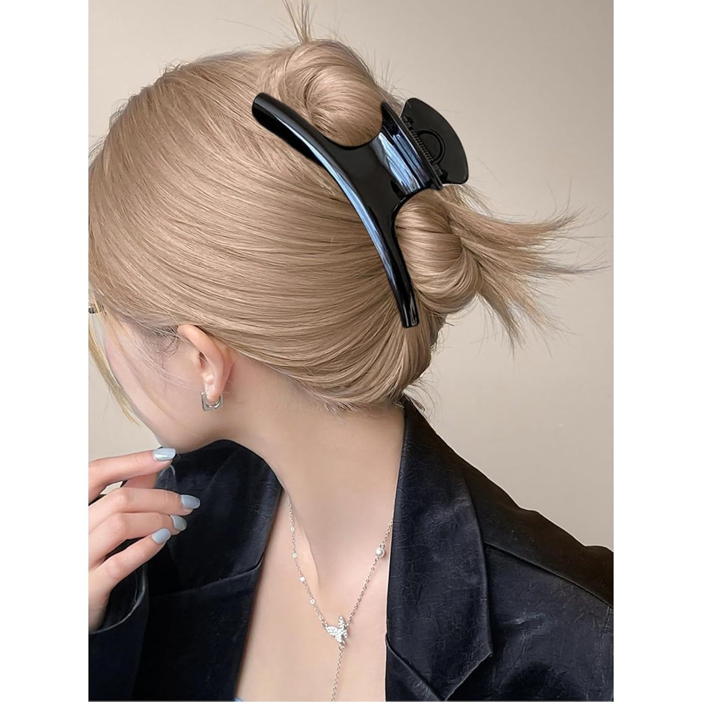 Extra Large Claw Clip - 6 Inch Jumbo Acrylic Hair Clip for Thick, Long Hair | Strong Grip Non-Slip Design - Black