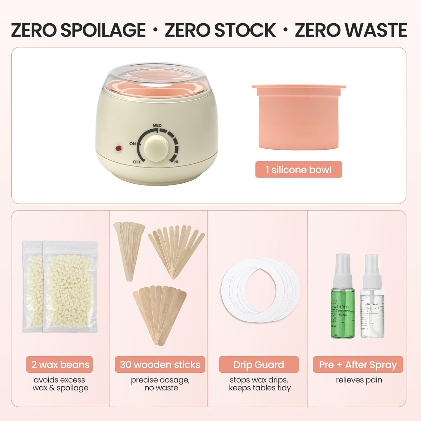Mini Waxing Kit for Women - 250ml Hard Wax for Hair Removal | Ideal for Bikini, Underarms, Eyebrows, Sensitive Skin