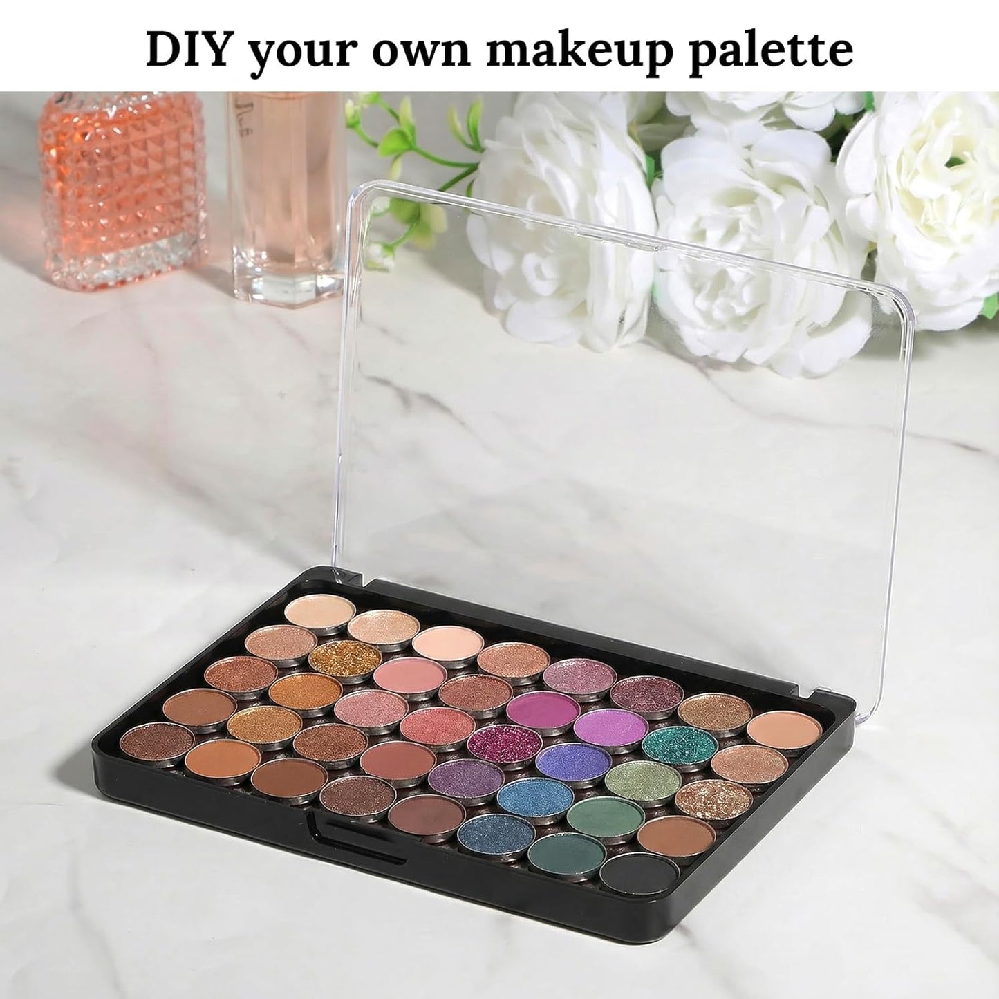 Magnetic Makeup Palette - 6 Pack Clear Top Organizer for DIY Cosmetics | Travel Storage Box, 5.5x4 Inch, Black