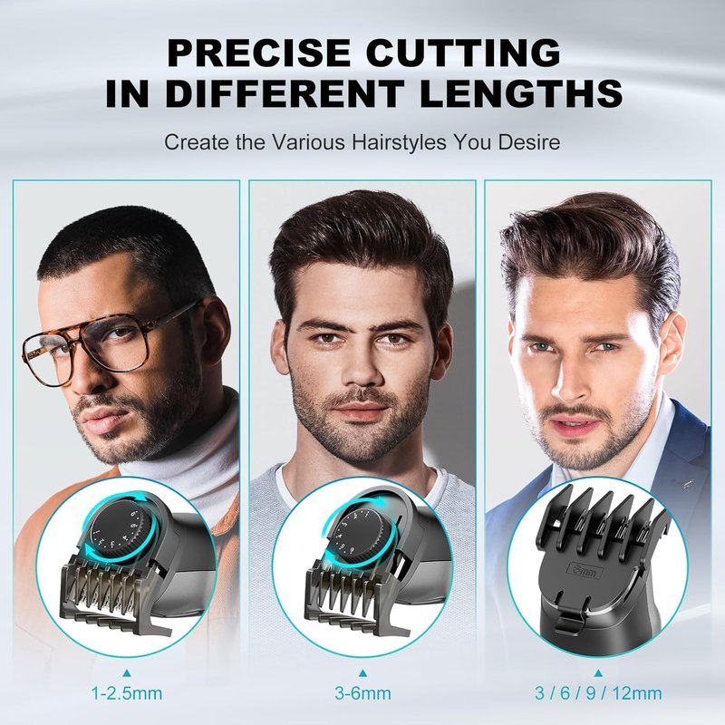 Beard Trimmer for Men - 14 Piece Professional Mens Grooming Kit, Christmas Gift Multi Groomer for Beard face Nose Ear Hair Trimmer Hair Cutting kit IPX7 Wet/Dry Use 210 Mins Shaving for Him Father