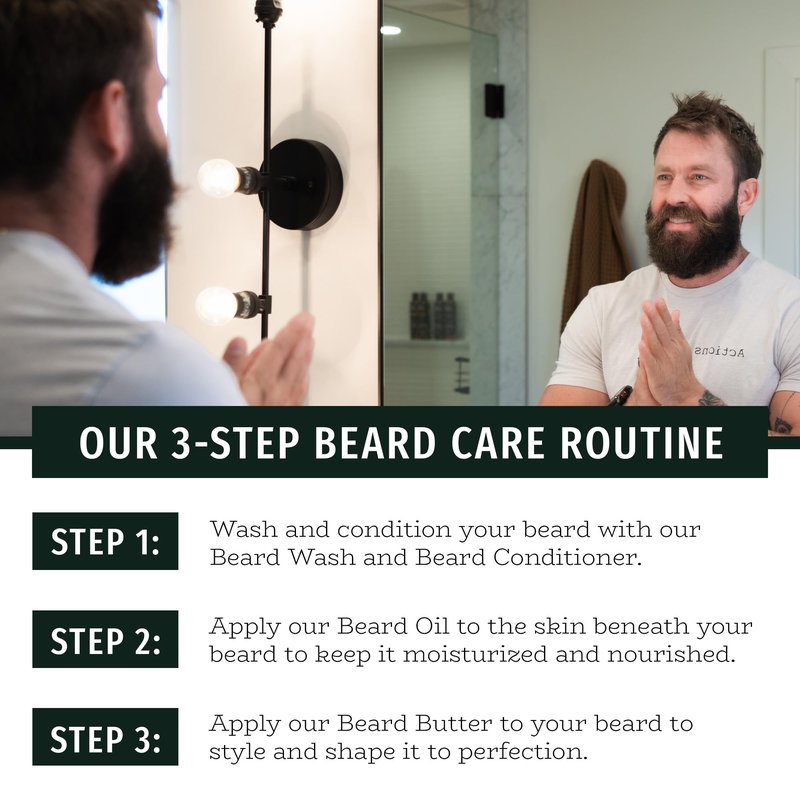 Live Bearded Complete Beard Grooming Kit - Wash, Conditioner, Butter and Oil - Made in the USA with All-Natural Ingredients - Mens Groom Set | American Scent - Cedar, Vetiver, Bergamot