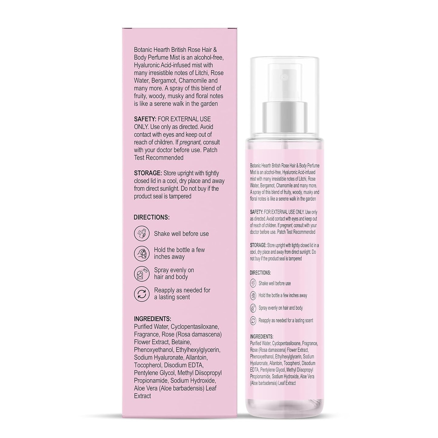 Botanic Hearth British Rose Hair Perfume - Long-Lasting Alcohol-Free Body Mist | 3.4 Fl Oz