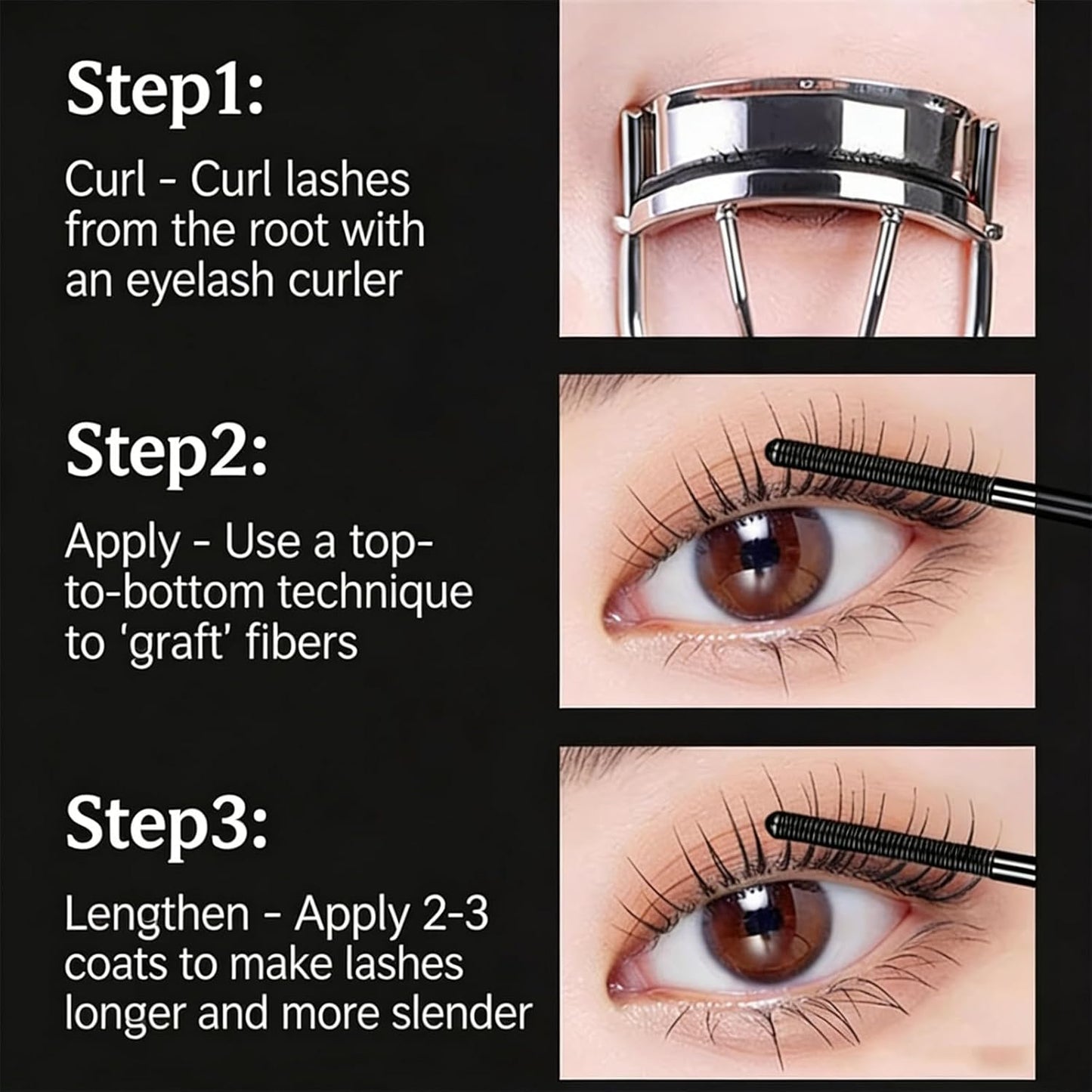 Waterproof Fiber Mascara - Volume & Length Without Clumping | Tubular Curling, Non-Smudging, Black