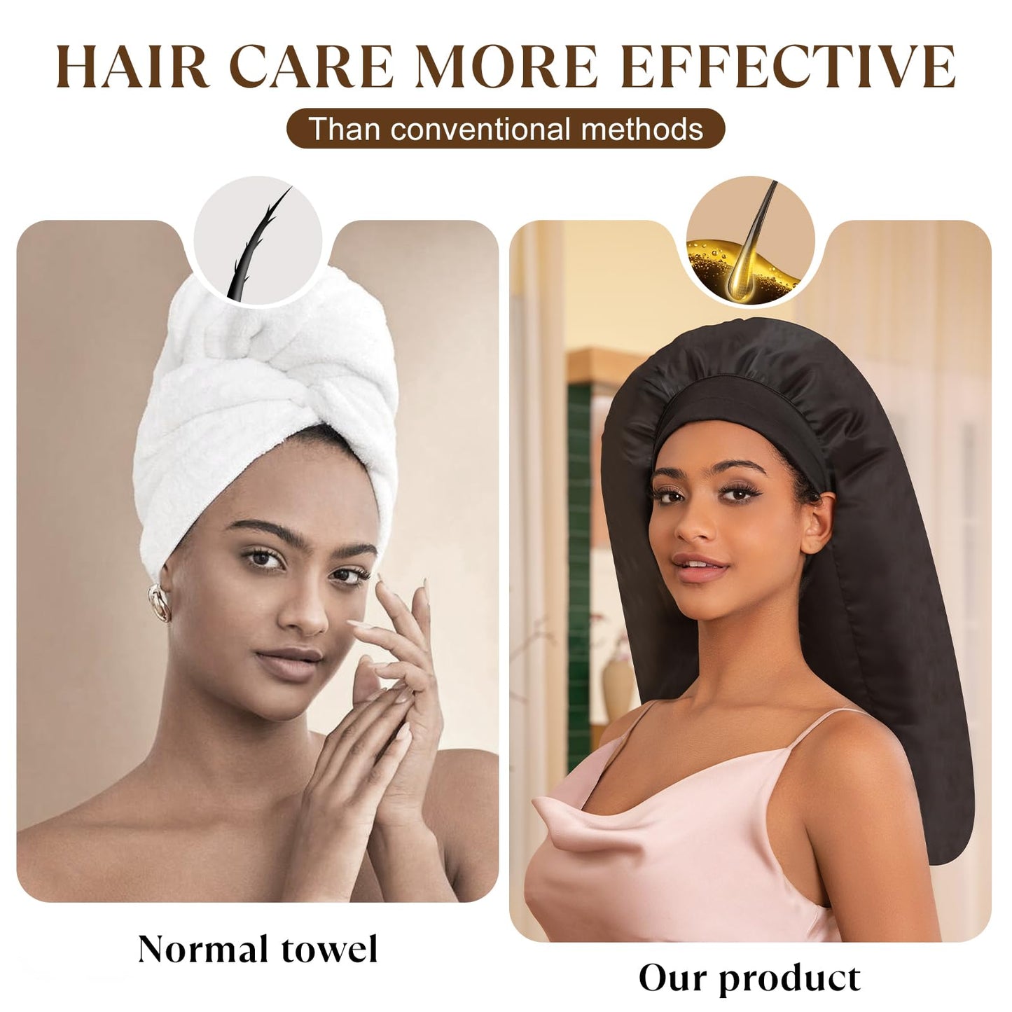 Amzpic Thermal Hair Steamer Cap for Deep Conditioning | 10-Level Fast Heating 3 Timer Settings Portable Electric Heat Cap for Natural Black Hair Home Hair Spa Treatment, Solid Black