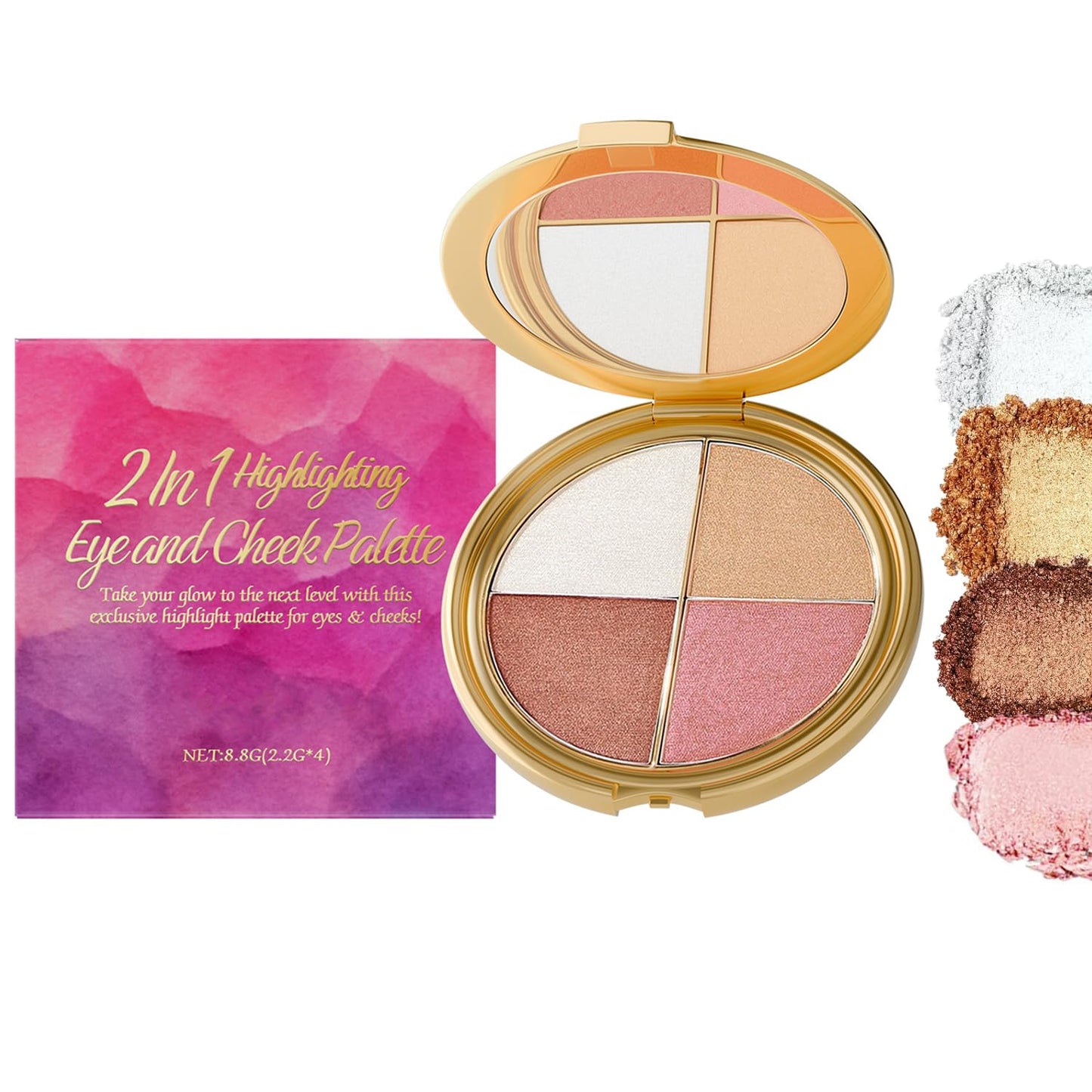 Pakivs Eye & Cheek Palette - Eyeshadow and Highlighter All in One Makeup
