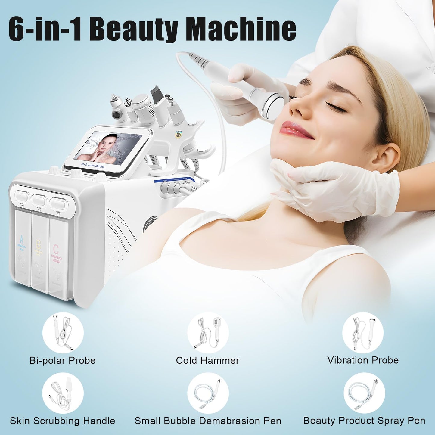 LIAUHO Hydrogen Oxygen Facial Machine, 6 in1 Professional Facial Care Device, for Improving the Quality of Skin and Face Skin Care in Household Salon, Personal Home Use, Dorm, Ideal Gift for Friends