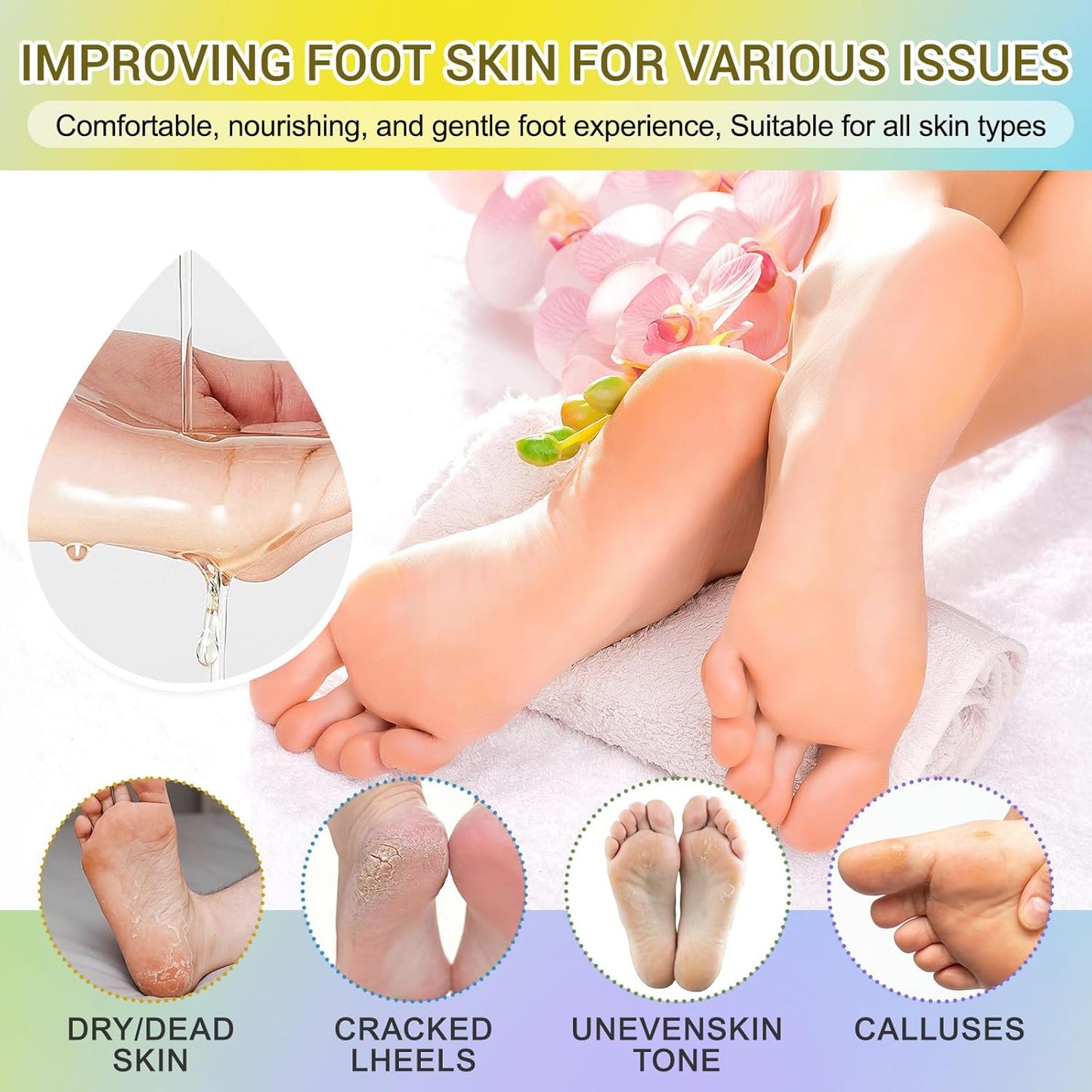 Moisturizing Foot Mask - 32 Pack Hydrating Socks for Dry, Cracked Feet | Soothing Skin Care Gift Set for Men & Women