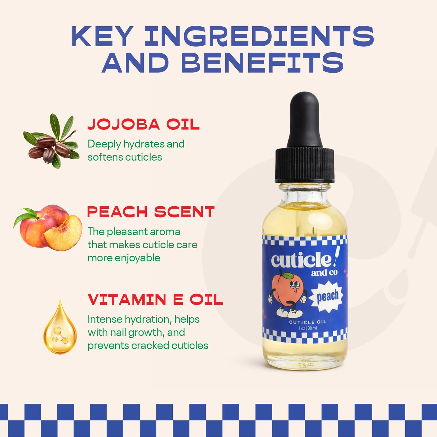 Cuticle & Co Peach Scented Cuticle Oil 1 oz – Professional Nail Manicure & Pedicure Care for Dry Cuticles – Hydrating Nail Treatment for Nails & Skin – Peach Scent