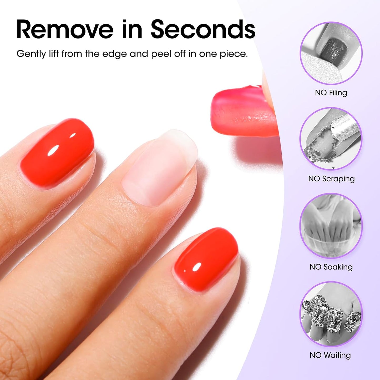 Quick Dry Peel Off Gel Base Coat - Lamp-Free, Non-UV Formula for Weak Nails | Easy Removal for Beginners
