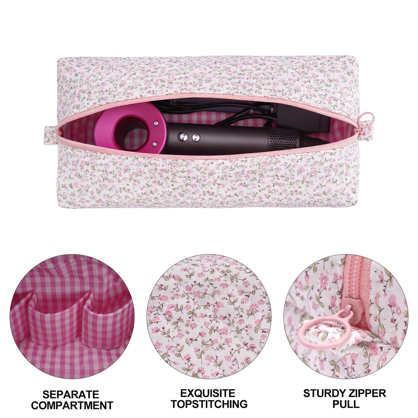 idoltimes Hair Tools Travel Bag, Quilted Hair Tools Organizer Compatible with Dyson Airwrap Styler