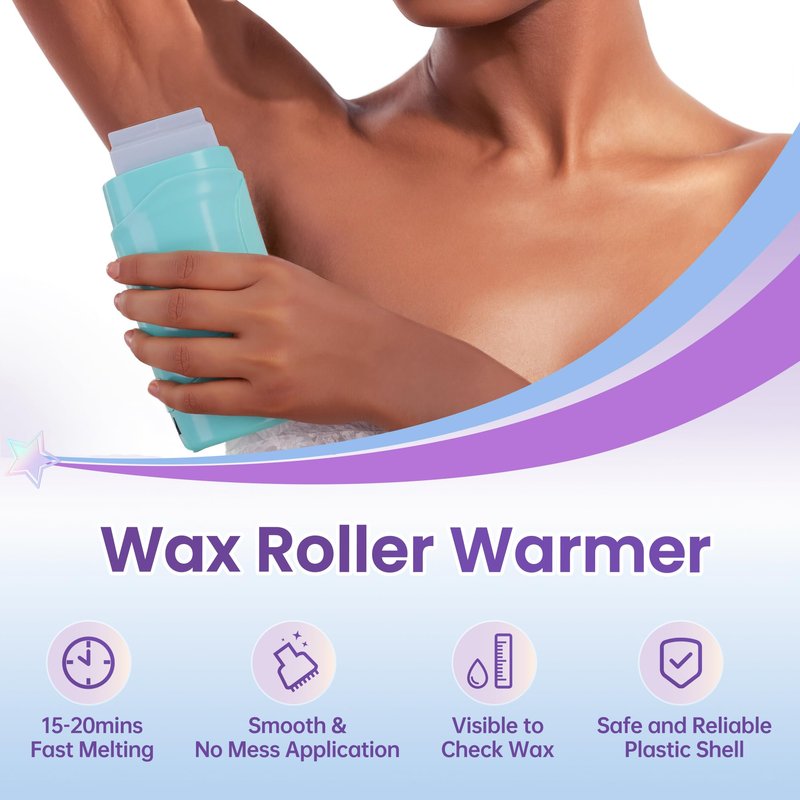 LaWink Roll On Wax kit,Waxing Kit for Sensitive Skin,Wax Roller Kit for Hair Removal with 2 Soft Wax Cartridge& 100 Pcs Wax Strips for Larger Areas of the Body Hair Removal at Home washable
