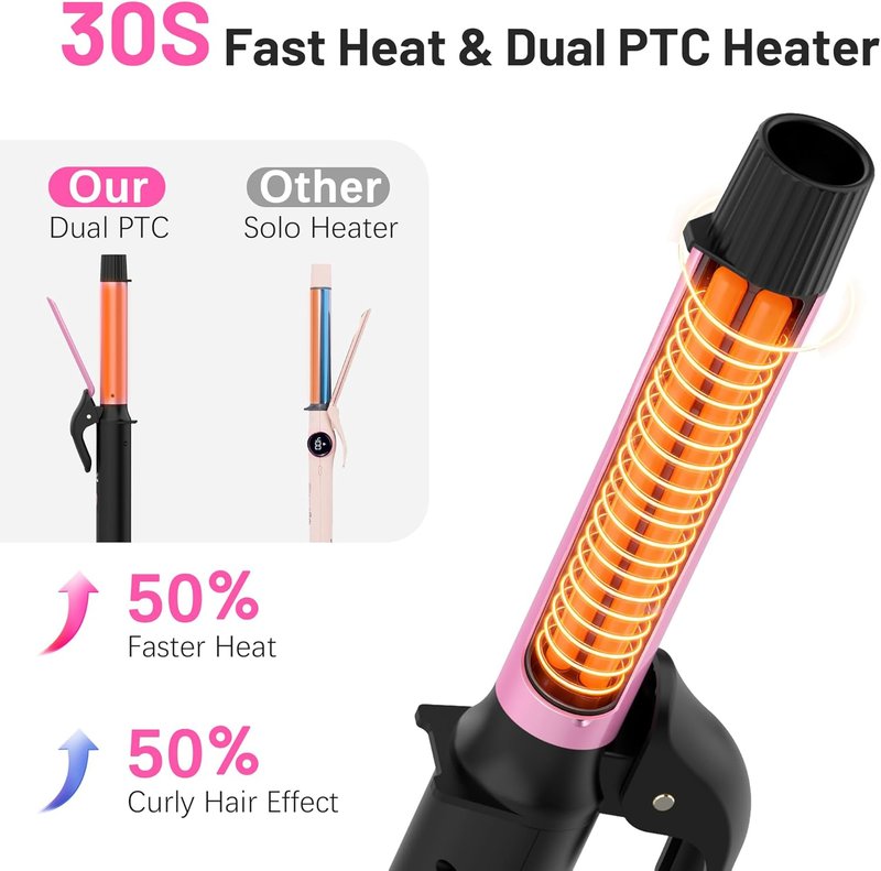 Travel Curling Iron - 1 Inch Dual Voltage Ceramic Barrel | Compact Design for Short Hair, 5 Temp Settings