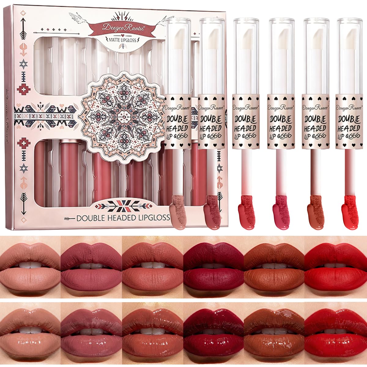 Lip Gloss and Lip Oil Set - 6 Pcs Moist & Matte Long-Lasting Liquid Lipstick | Perfect Gift for Women
