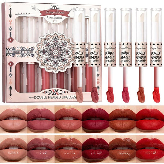 Lip Gloss and Lip Oil Set - 6 Pcs Moist & Matte Long-Lasting Liquid Lipstick | Perfect Gift for Women
